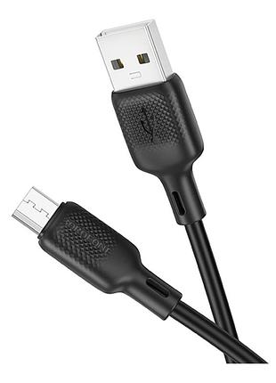 Кабель для зарядки и передачи данных usb borofone bx113 silicone fast charging 2.4a usb-a to micro - usb 1 метр black