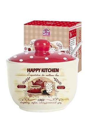 Сахарница 450мл 2242-11 с ложкой happy kitchen тм snt