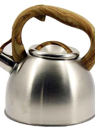 Чайник 2,5л нержавеющая сталь коричн.ручка zb-k2.5 l w тм zauberg