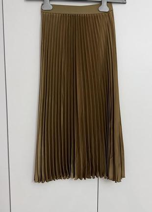 Плісирована спідниця h&m міді, бронзово-коричнева, xs