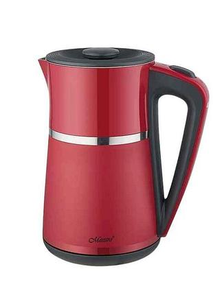 Електрочайник 1850-2200вт 1,7л mr-030-red метал (диск.) тм maestro