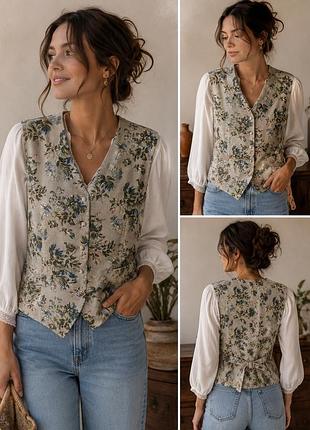 Натуральный жилет винтаж laura ashley