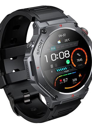 Смарт-годинник hoco y37 1,43" amoled gps bluetooth 5.3 з підтримкою дзвінків 520 маг black (17622)