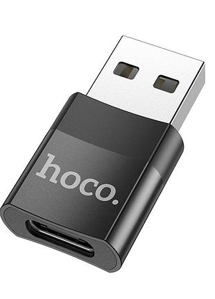 Перехідник hoco ua17 usb 2.0 тато/мама type-c, підтримує функцію otg, передачу даних, зарядку 2a/3a/60 вт black