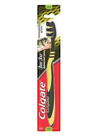 Зубная щетка средняя (зиг заг древесный уголь) тм colgate