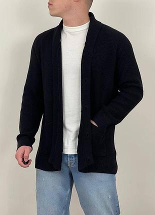 1319 / чорний вафельний кардиган h&m, базовий, однотонний, на ґудзиках, ейчендем, щільний, кофта