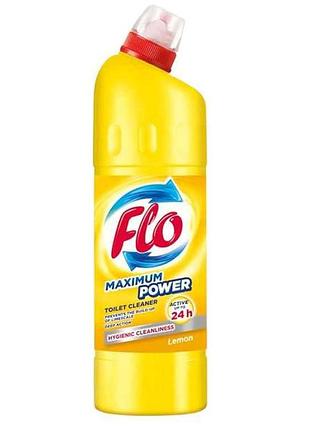 Средство для мытья унитаза 1л toilet gel maximum power lemon тм flo