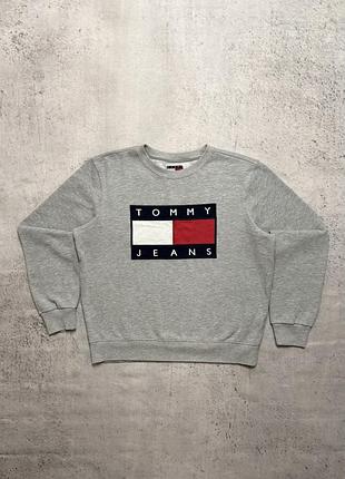 Оригінальний чоловічий сірий світшот tommy jeans в ідеальному стані розмір м