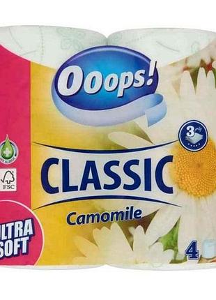 Туалетная бумага 4шт 3слой classic camomilla 140 от тм ooops!