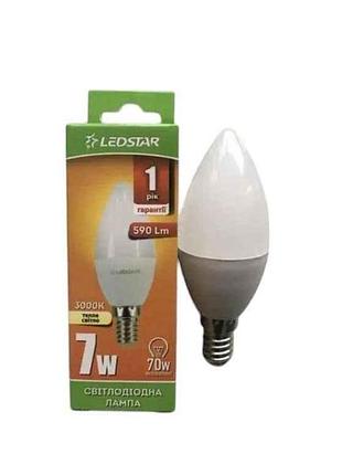 Лампа 7w e14 3000k c37 свічка тм ledstar