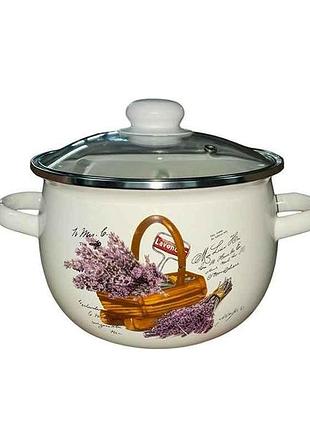 Каструля ем. 3,5л /2 сферична кошик лаванди (молочна) (i619135/2) тм idilia