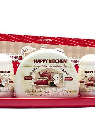 Набор для соли и перца на подставке из салф. happy kitchen (22х7х8,5см) 6912-11 тм snt