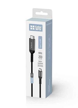 Кабель usb-c - hdmi 4k 60hz 2m черный тм сolorway