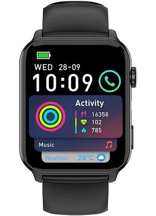 Смарт-годинник blackview r30 max 1,91" tft 280×320 bluetooth 5.2 з пульсометром, крокоміром і мікрофоном 450 маг black