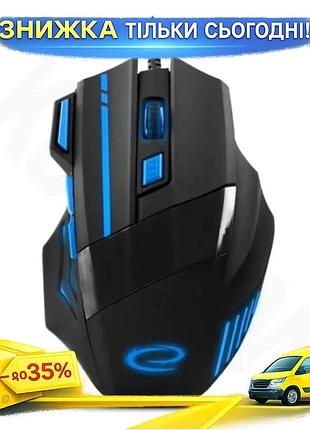 Ku миша esperanza оптична universal fit black/blue usb геймерська 2400 dpi ергономічна 7 кнопок з підс uni2l_k