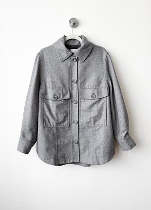 Куртка рубашка овершорт шерсть серая h&amp;m 2