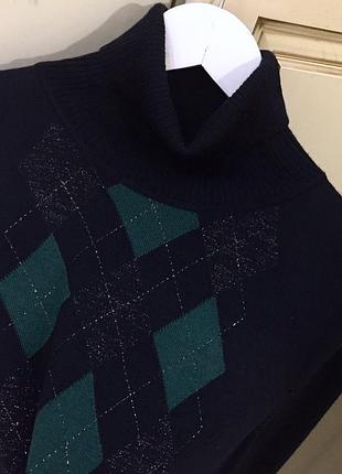 Новий.гольф з меріно delmod premium  100% merino wool diamonds print turtleneck sweater dark navy /emerald green оригінал. зі свіжих колекцій.