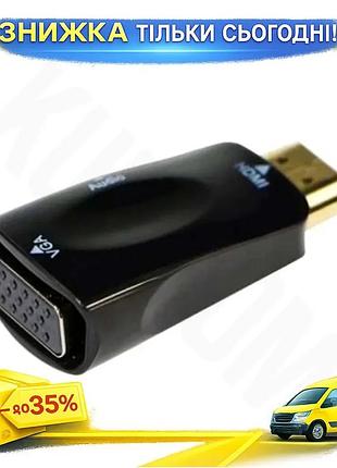 Ku переходник hdmi m-vga universal fit f cablexpert черный 3,5 мм для звука адаптер для монитора конве uni2l_k