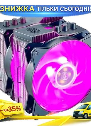 Ku кулер для процесора universal fit cooler master 150 вт активне охолодження для amd rgb з подвійним uni2l_k