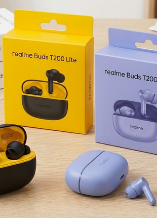 Realme buds t200 lite (черные/ фиолетовые) беспроводные наушники. оригинал. глобальная версия.