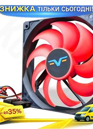 Ku вентилятор 120 мм universal fit frime black red для корпусу активне охолодження 4pin тихий до 30 дб uni2l_k