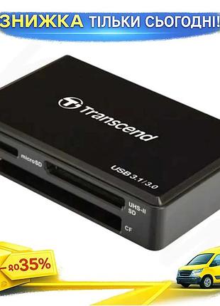Ku кардридер usb transcend universal fit type-c 3.1 чорний для microsd sd cf зчитувач карт пам'яті uni2l_k