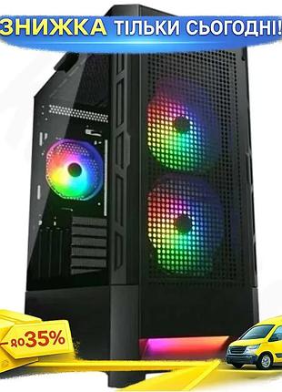 Ku корпус cougar airface universal fit rgb black midi tower з підсвічуванням argb для пк atx micro atx uni2l_k