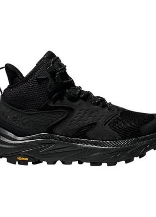 Трекінгові черевики hoka anacapa 2 mid gore-tex у повністю чорному забарвленні (triple black / black-black)..розмір:48.матеріал:нубук/текстиль