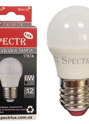 Лампа светодиодная 6w e27 дш 4000k 540lm c-g45-06274 (17874) тм spectr lux