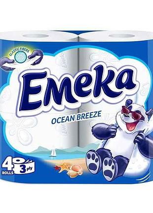 Папір туалетний 3-шар ocean breeze 4шт тм emeka