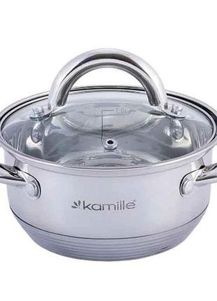 Кастрюля 1.1л с нерж. стали с крышкой 5770 тм kamille