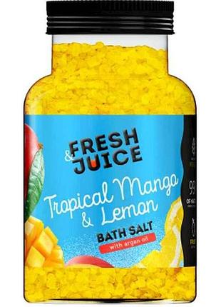Сіль для ванн 700г пляшка tropical mango lemon тм fresh juice