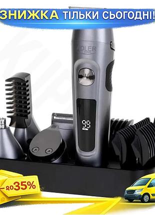 Ku набір для стрижки universal fit adler 6 в 1 з рк-дисплеєм для чоловіків тример для бороди та волосс uni2l_k