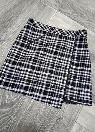 Твідова спідниця трапеція в клітинку tu woman z запахом (розмір l/xl)