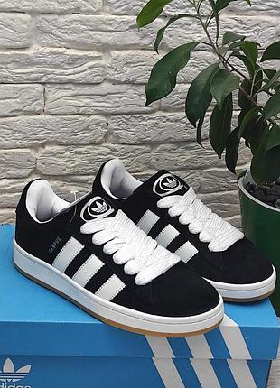 Кроссовки adidas campus 00s core black натуральная замша женские