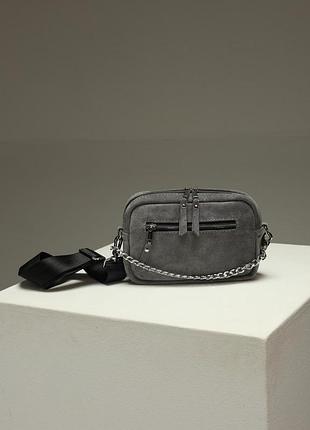 Женская сумка кросс-боди из натуральной замши (серый) sw110-5