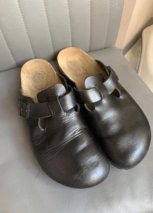 Шкіряні сабо birkenstock london / boston (black leather) — розмір 44 (28.5 см)
