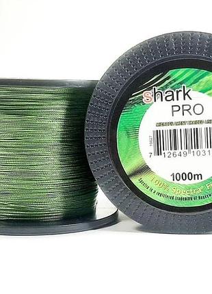 Шнур shark pro green 1000м 0.18мм, на 14 кг