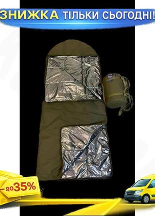 Спальний мішок тактичний утеплювач tinsul-m з підкладкою omni-heat до -25 °c 220х90 см олива ku-22