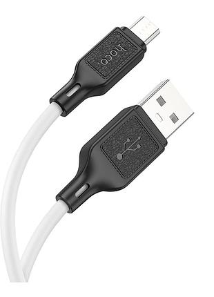 Кабель для зарядки и обмена данными usb hoco x90 silicone силой тока 2.4a usb to micro 1м white