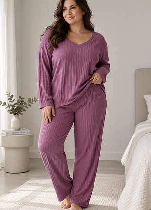 Женская пижама cozee home 3xl, велюровая в рубчик