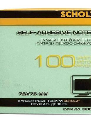 Папір клейкий, 76х76мм, 100 аркушів, жовтий, 8068 тм scholz