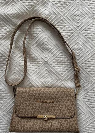 Сумка коричнево бежева michael kors