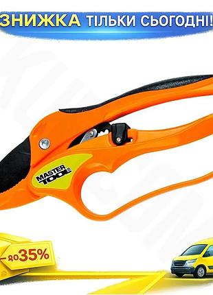 Ku секатор храповый mastertool universal fit 200 мм для обрезки веток и кустов до 30 мм садовый инстру uni2l_k