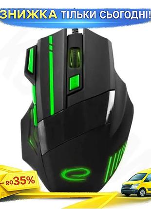 Ku миша esperanza оптична universal fit black/green usb 2400 dpi геймерська ергономічна з підсвічуванн uni2l_k