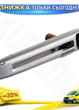 Ku ніж intertool 18 universal fit мм металевий з гвинтовим фіксатором леза для різання паперу та карто uni2l_k