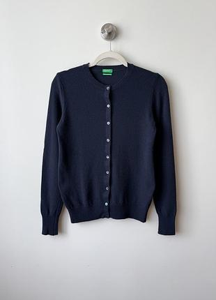 Кардиган 100% вовна benetton синій