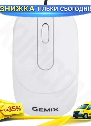 Ku миша gemix дротова universal fit оптична usb 800 dpi біла симетрична для комп'ютера та ноутбука uni2l_k