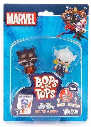 Набор фигурок bop n tops топперов коллекционных марвел (3 фигурки, ассорти) mar-3980-kv-fo тм sambro