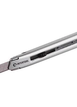 Ku ніж із сегментним universal fit лезом intertool 9 мм металевий для будівництва та офісу канцелярськ uni2l_k 3